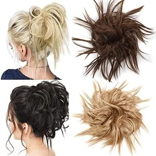 This durable, adjustable messy bun hair extension in #12H24 adds volume and creates various hairstyles for women, suitable for weddings, parties, and everyday wear.