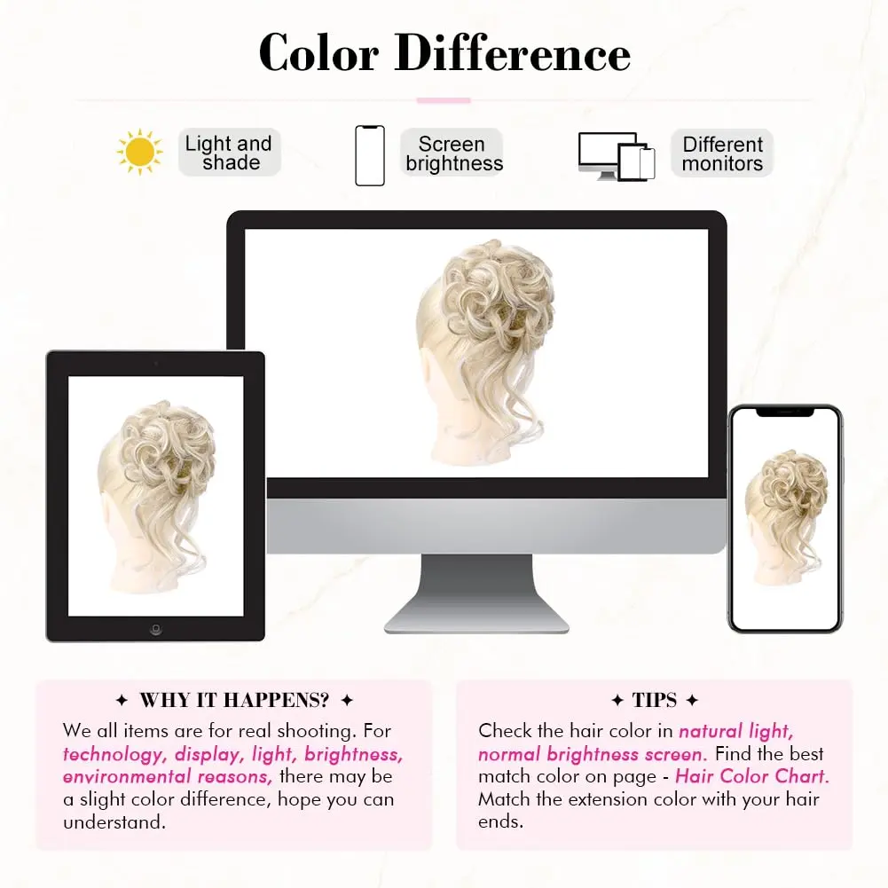 Ash blonde REECHO messy bun hairpiece with highlights adds volume and texture for an effortless updo.