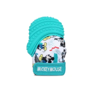 The Disney Mickey Mouse teething mitten is a safe and stimulating chew toy that protects baby's hands while soothing sore gums.