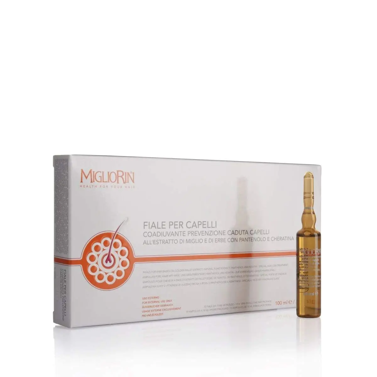 Topical Migliorin Caduta Capelli 10f hair regrowth treatment.