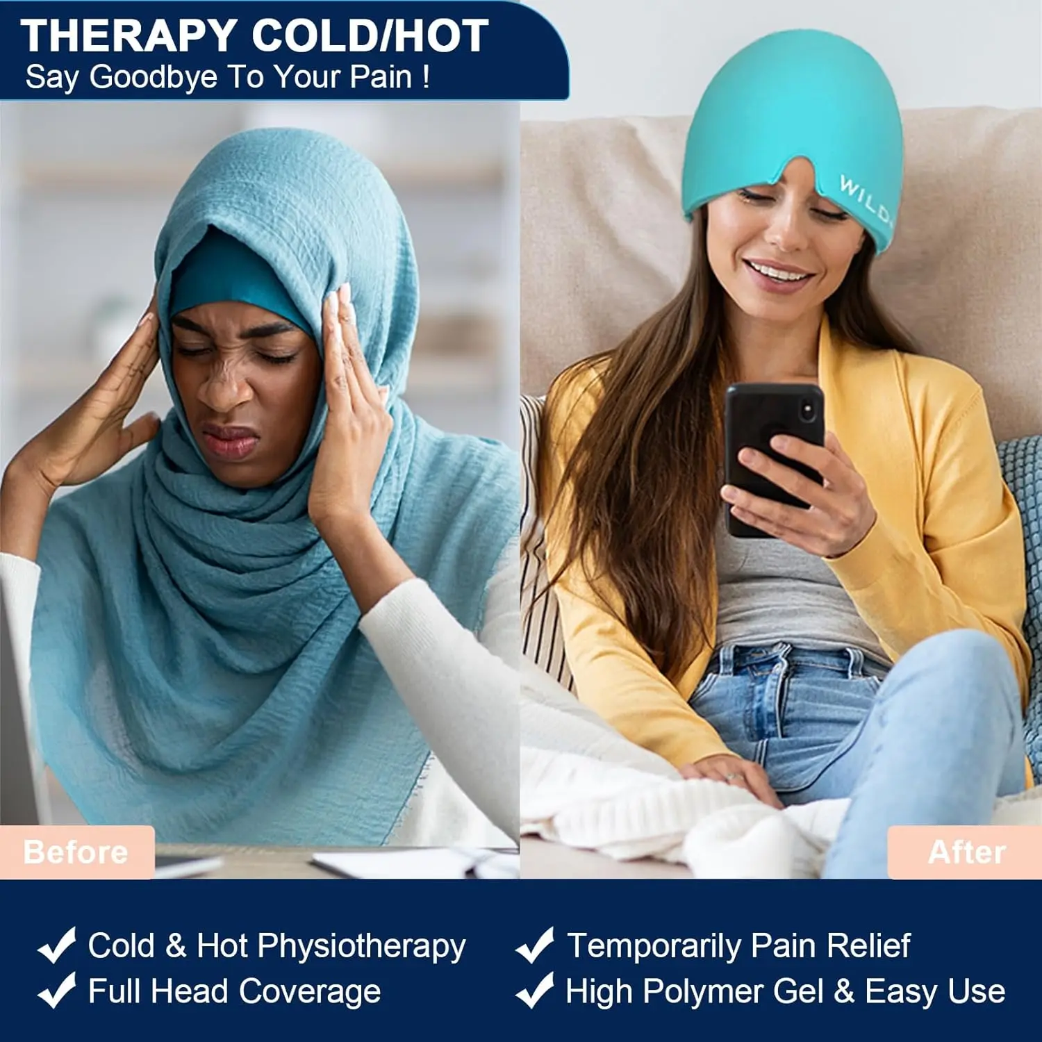 Migraine Relief Ice Hat, Headache Relief Cap - Image 2