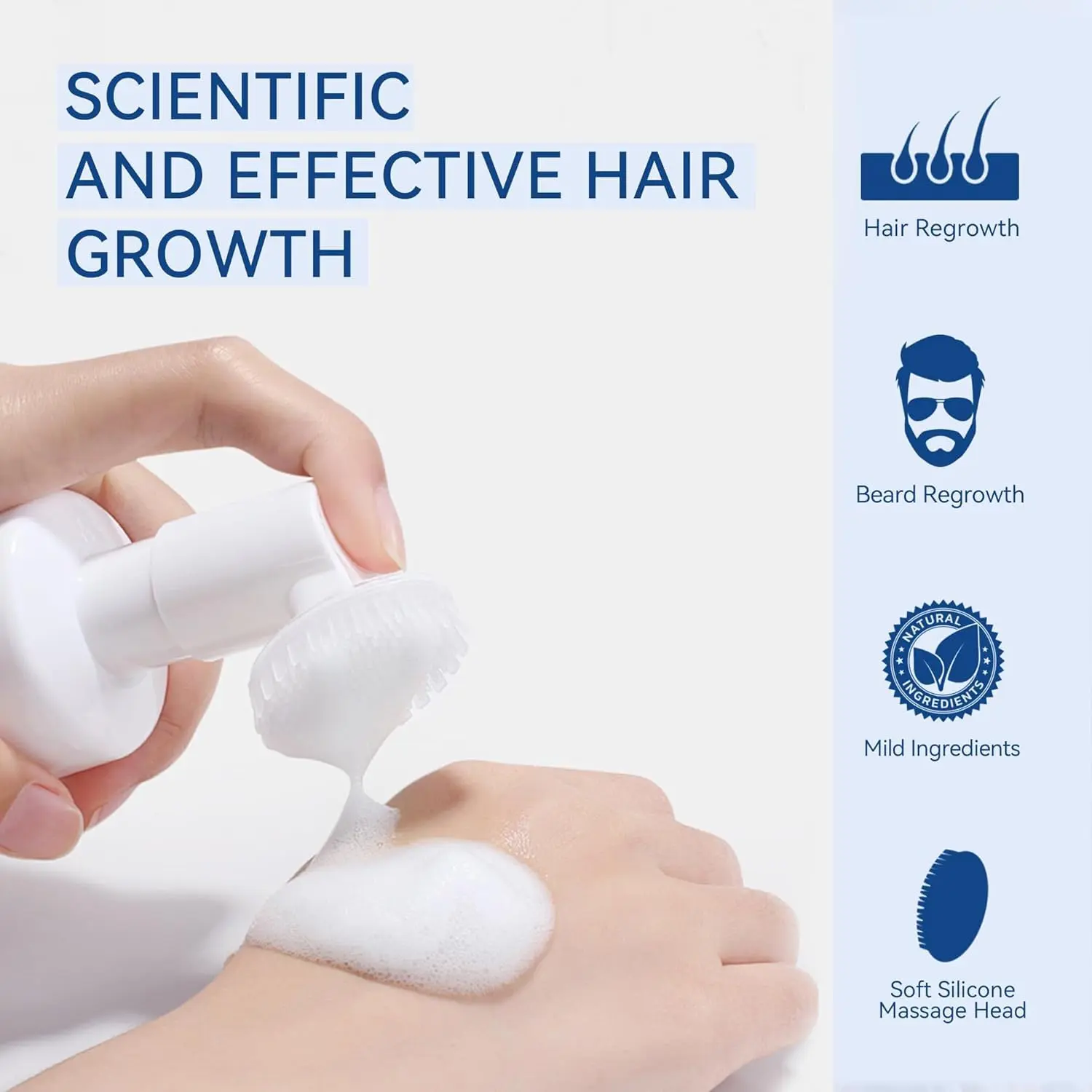 5% Minoxidil foam for men and women promotes thicker, fuller hair growth while revitalizing the scalp and reducing hair loss.