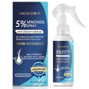 This minoxidil 5 percent spray with provitamin B5 is an effective hair thickening solution for hair loss and beard restoration in both men and women.