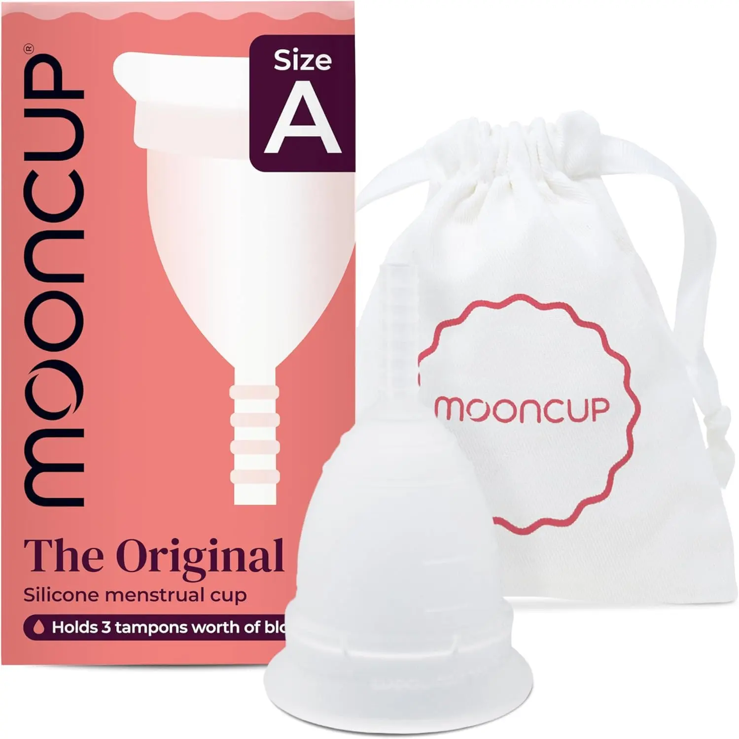 The Mooncup Model A is a reusable menstrual cup worn internally to collect menstrual fluid, offering an eco-friendly alternative to tampons and pads.