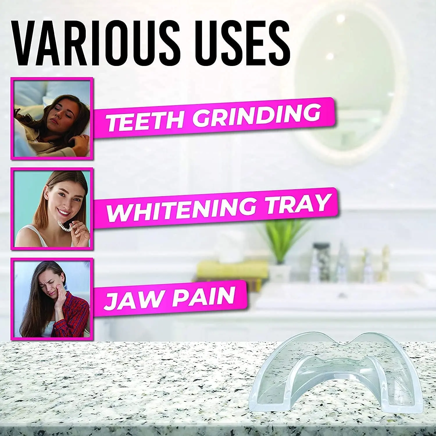 HONEYBULL pack of twelve thick mouth guards for heavy teeth grinding, clenching, and TMJ relief, which can also be used as teeth whitening trays.