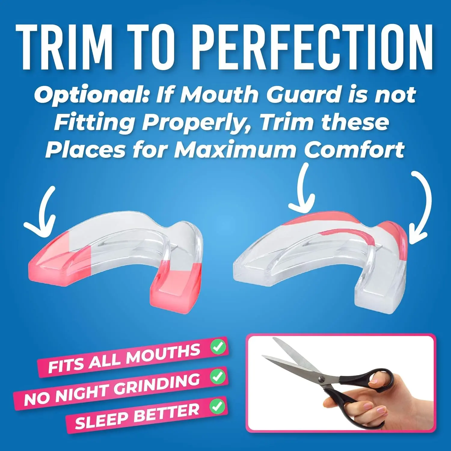 This six-pack of Honeybull mouth guards offers comfortable and customizable dental protection for light grinding, clenching, and use as a whitening tray, and comes with a convenient storage case.