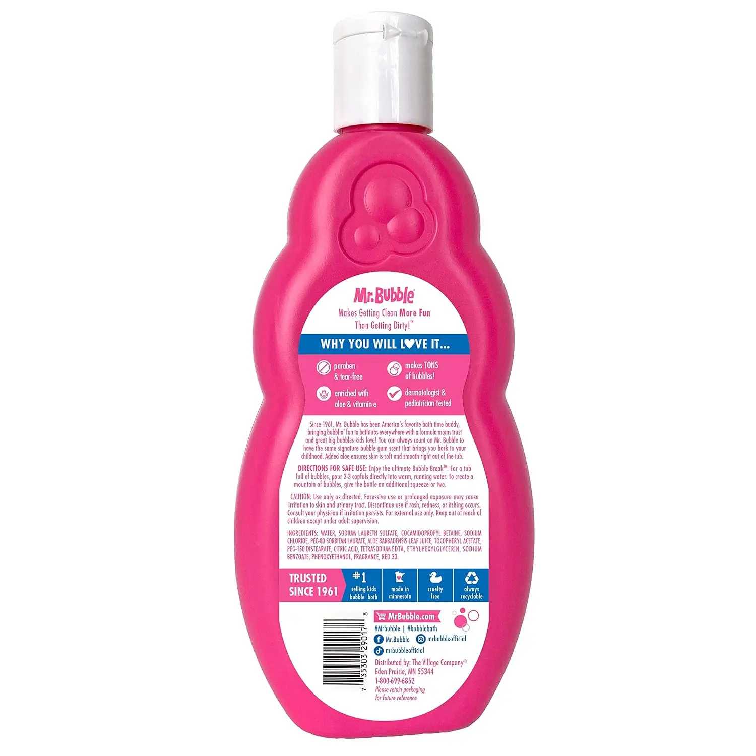 Two bottles of Mr. Bubble bubble bath solution create long-lasting, fun, and fragrant bubbles for a relaxing bath time experience for kids and adults.