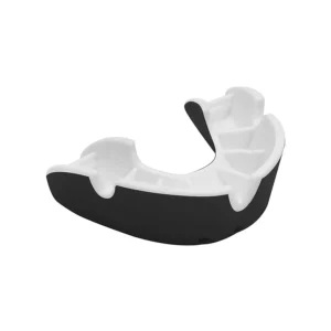 Black Mueller Matrix youth mouthguard allows for easy breathing and speech while providing impact absorption with its lightweight composite layers.