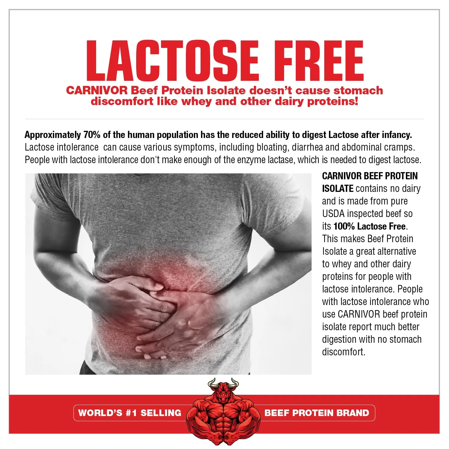 A tub of MuscleMeds Carnivor Vanilla Caramel flavored bioengineered beef protein isolate, a concentrated source of amino acids and gluten-free alternative to whey.