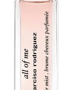 A bottle of Narciso Rodriguez All Of Me hair mist, a delicate fragrance for the modern woman.