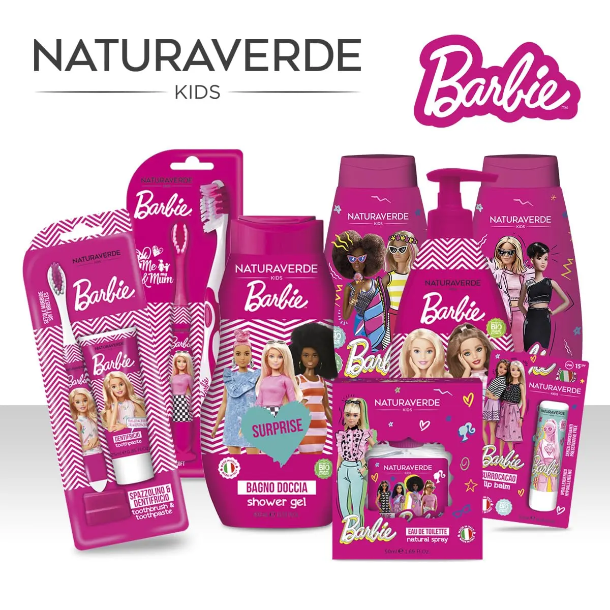 Naturaverde Barbie bubble bath for kids with chamomile gently cleanses while maintaining skin's natural pH, is dermatologically tested, and free of parabens, SLS, and SLES.