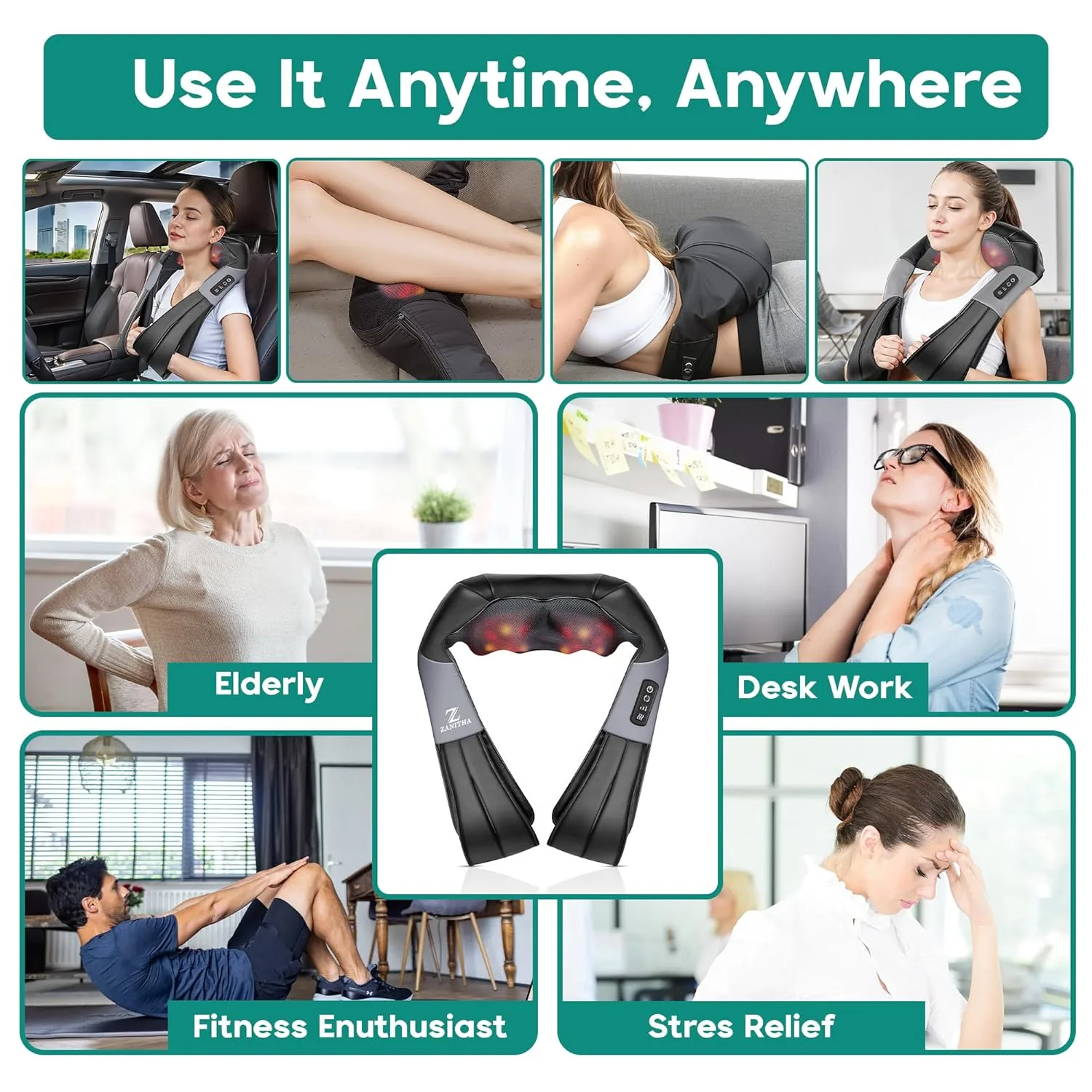 Neck Back Massager - Shiatsu Deep Tissue Kneading - Image 4