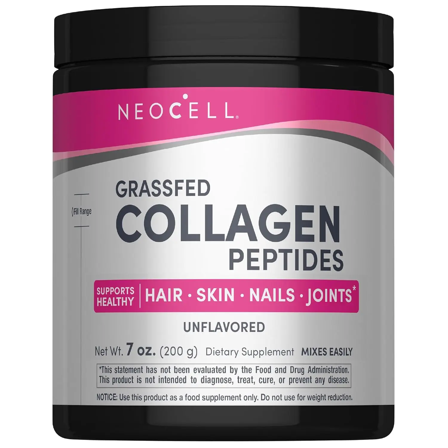 This image shows Neocell Super Collagen powder, a dietary supplement with collagen types 1 & 3, promoting healthy skin, hair, bones, and joints.