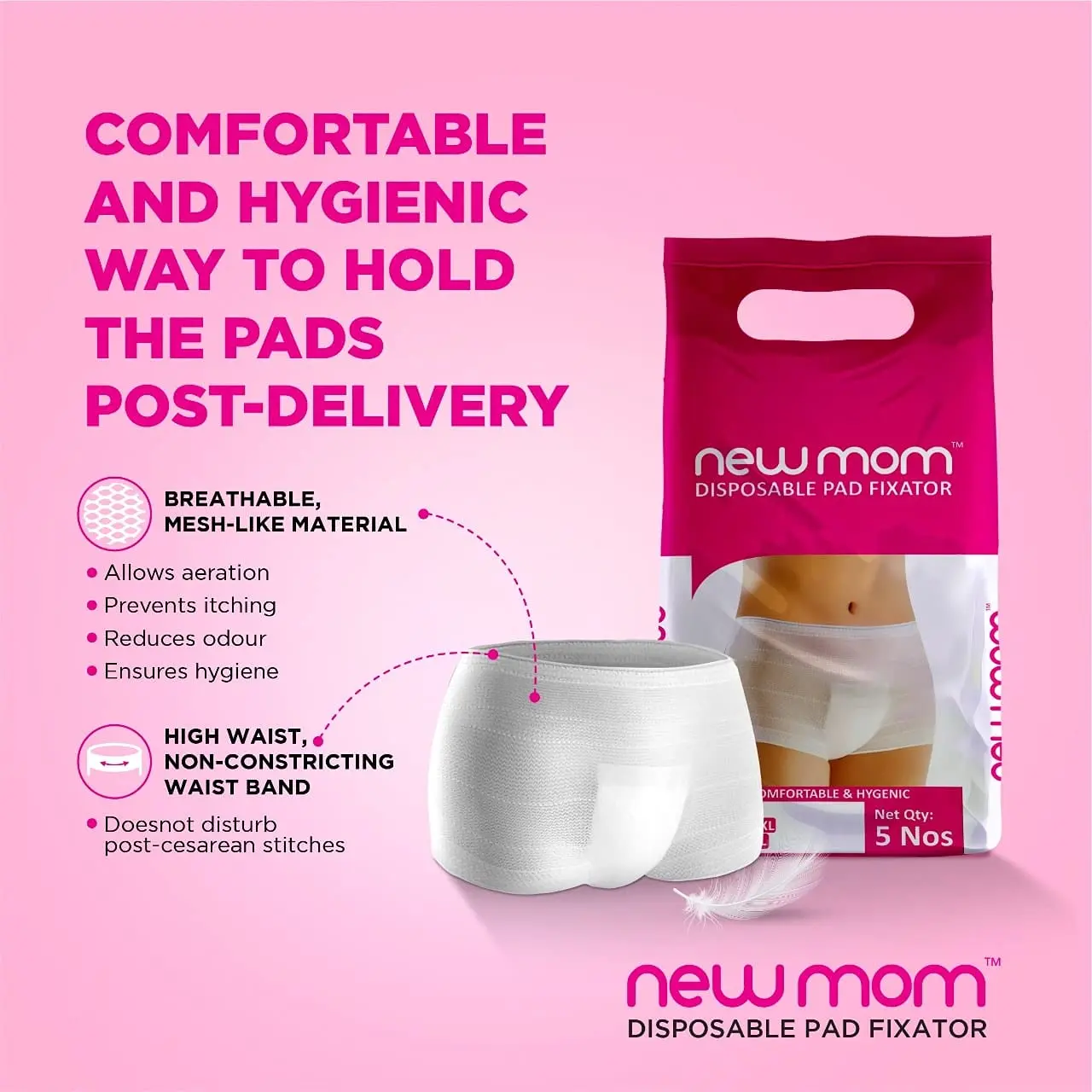 NewMom postpartum pad fixators provide comfortable, breathable, and hygienic support after delivery, helping to hold pads in place and promote healing.