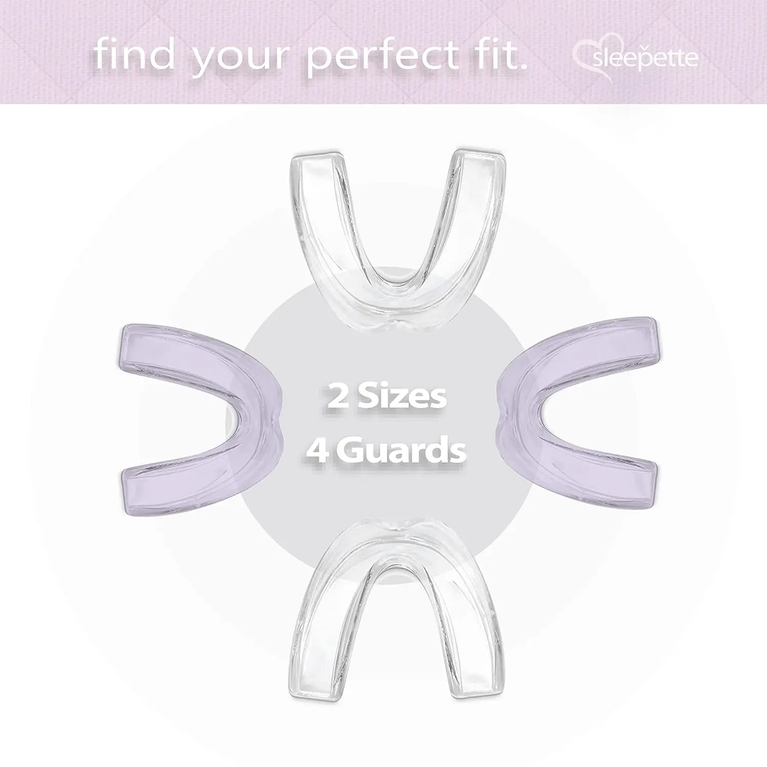 Sleepette night guard for women provides comfortable protection from teeth grinding and jaw clenching, with a custom moldable fit for TMJ relief and restful sleep.