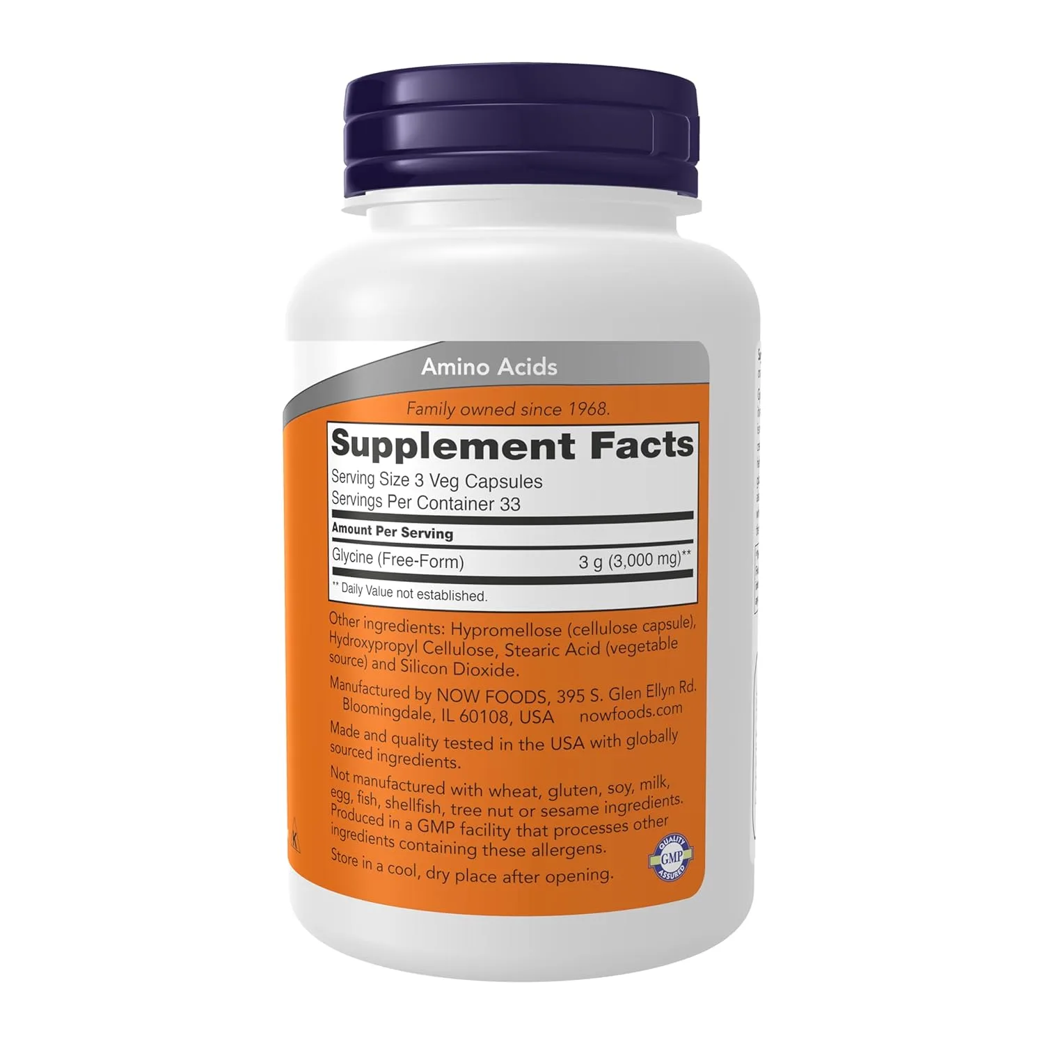 NOW Glycine 1000mg - 100 Capsules - Image 2