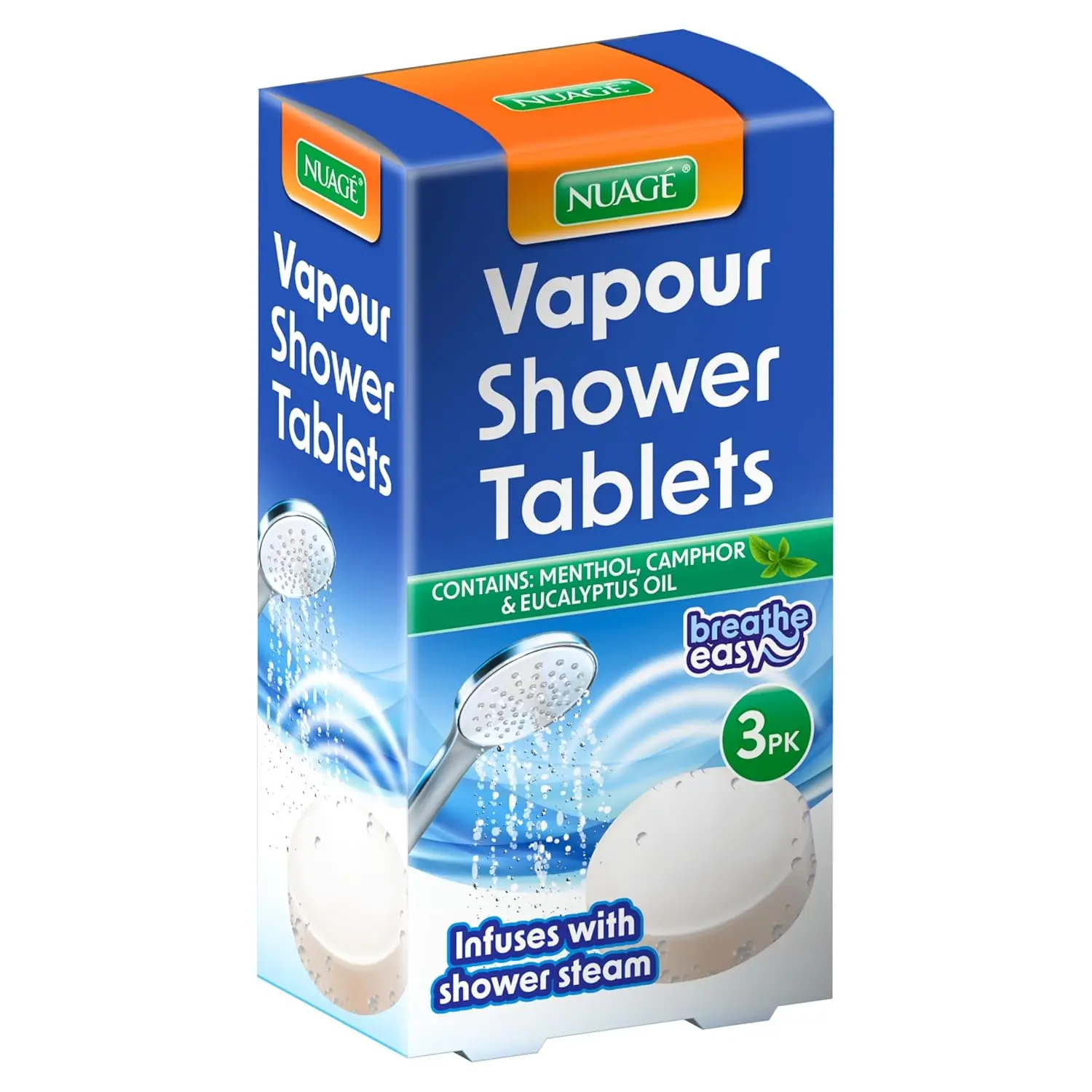 Nuage Vapour Shower Tablets infused with eucalyptus and menthol for a relaxing aromatherapy experience in your shower.