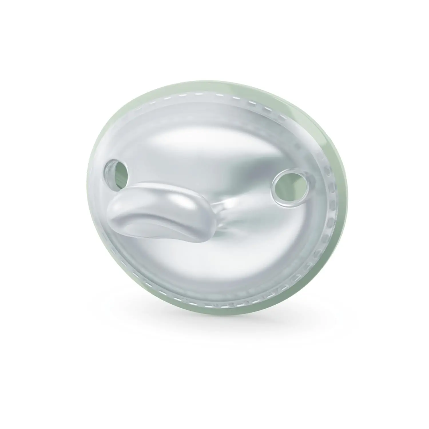 The NUK for Nature Simply Natural Pacifier in size 0-6 months is made from silicone and designed to feel like mom's breast for a natural latch and comfortable fit.