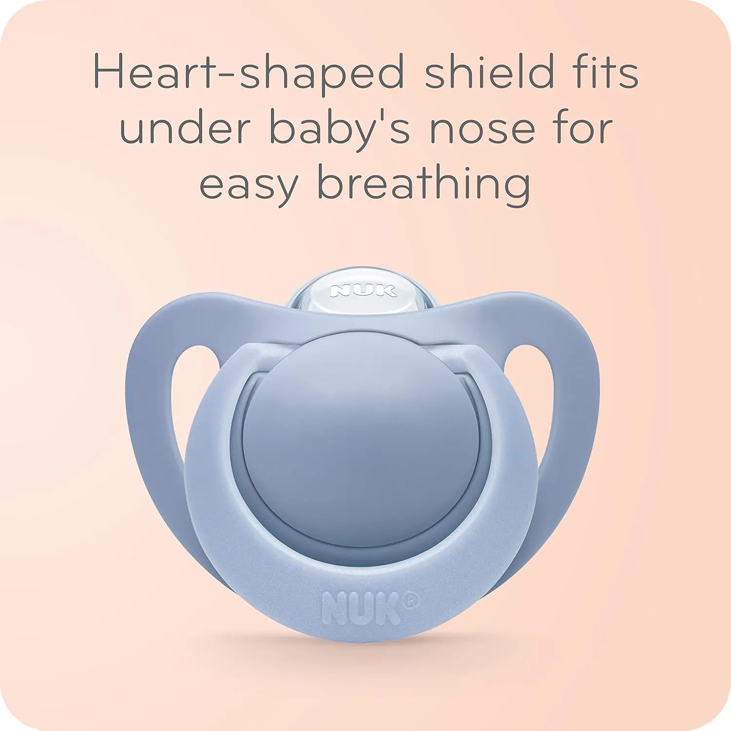NUK newborn orthodontic pacifiers designed for babies aged 0-2 months to promote healthy oral development and accepted by 95% of babies.