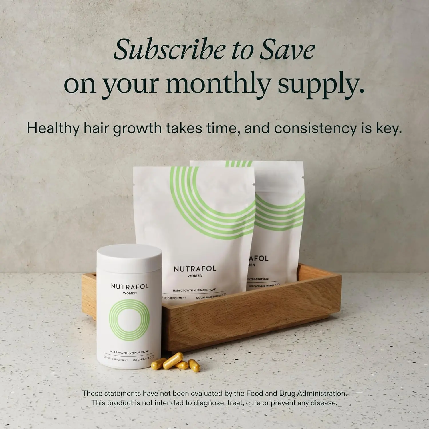 This is a box of Nutrafol hair vitamin supplements for women, hygienically packaged and formulated with care for hair loss and thinning.