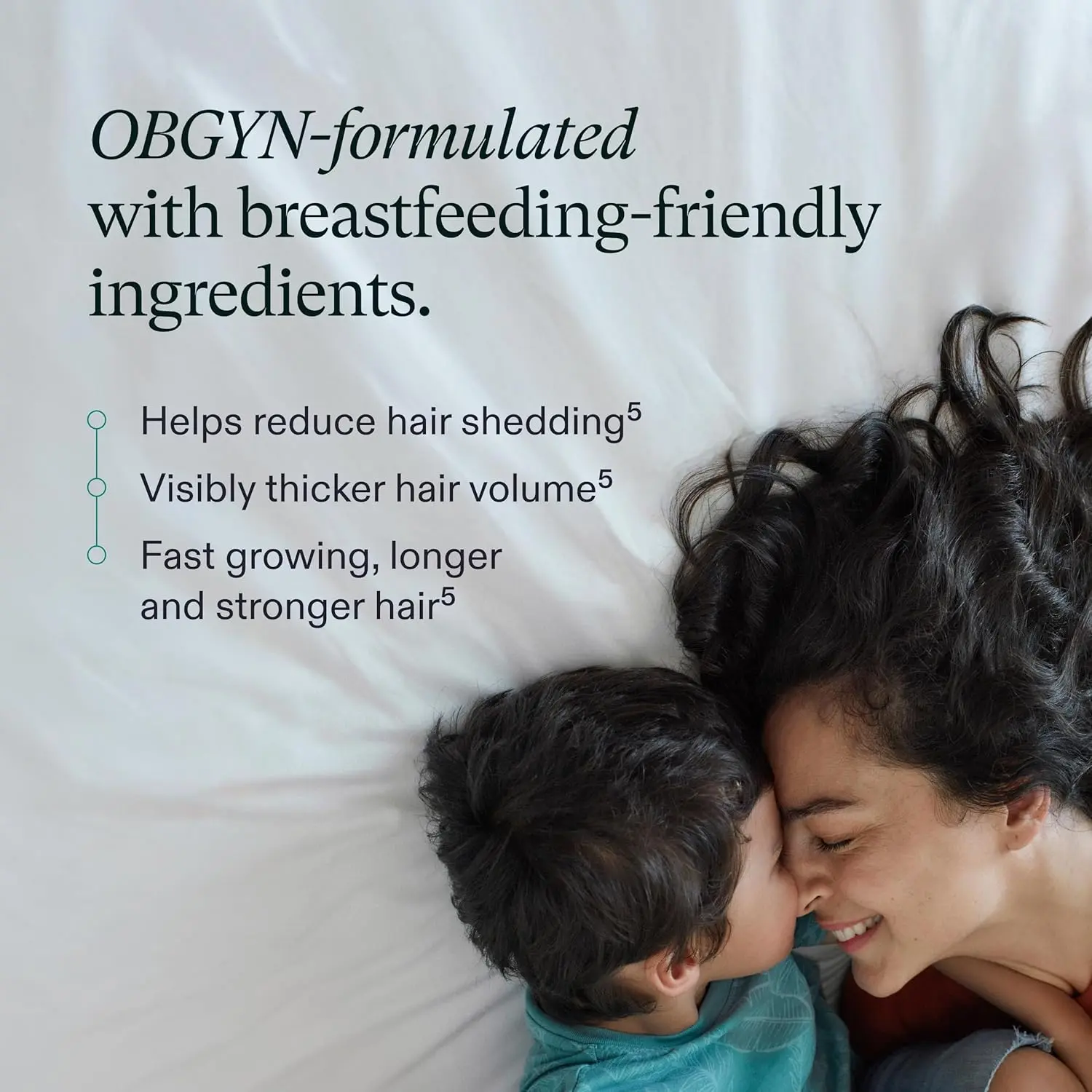 One-month supply of Nutrafol Postpartum hair growth supplement formulated with breastfeeding-friendly ingredients for visibly thicker, stronger hair after childbirth.