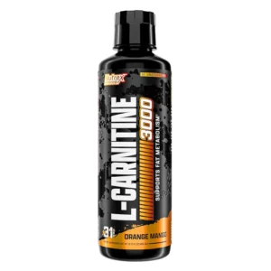 Nutrex Research L-Carnitine 3000 in Orange Mango flavor supports fat metabolism, endurance, and energy levels for athletes and fitness enthusiasts seeking a stimulant-free pre-workout boost.