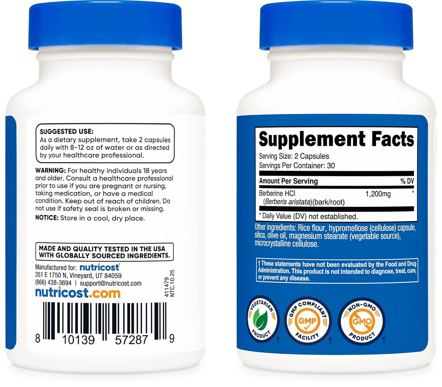 Nutricost Berberine HCl 1200mg - 60 Veg Capsules - Image 6