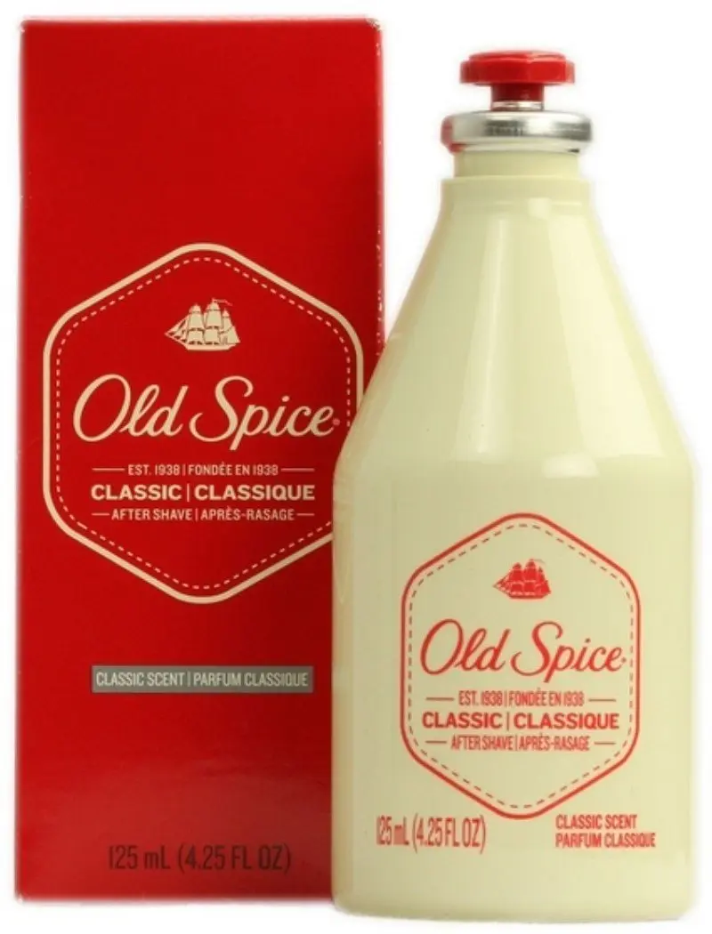 A bottle of Old Spice Classic After Shave provides a cool, crisp, and unmistakably masculine fragrance after shaving.
