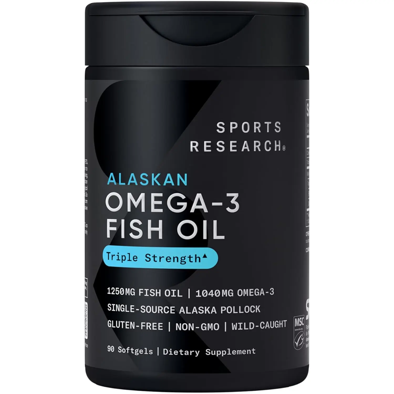 Sports Research Omega 3 fish oil supplement with EPA and DHA from wild Alaskan Pollock promotes heart, brain, and immune support for both men and women.