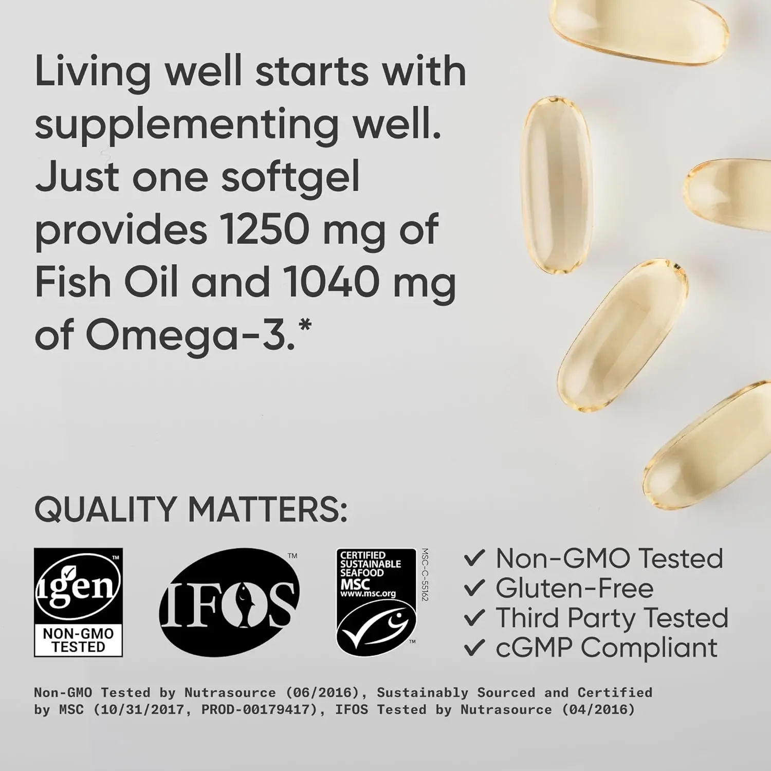 Sports Research Omega 3 fish oil supplement with EPA and DHA from wild Alaskan Pollock promotes heart, brain, and immune support for both men and women.