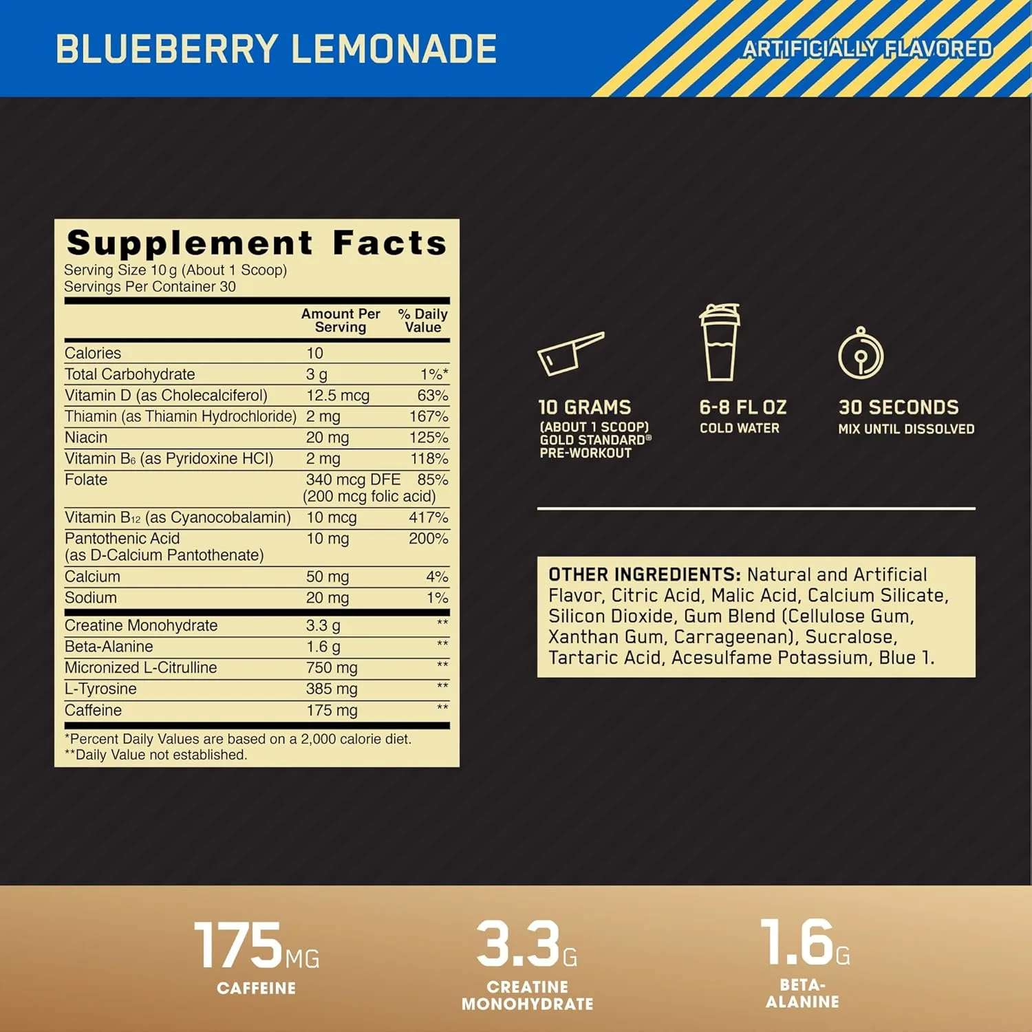 ON Gold Standard Pre Workout Blueberry Lemonade - Image 3