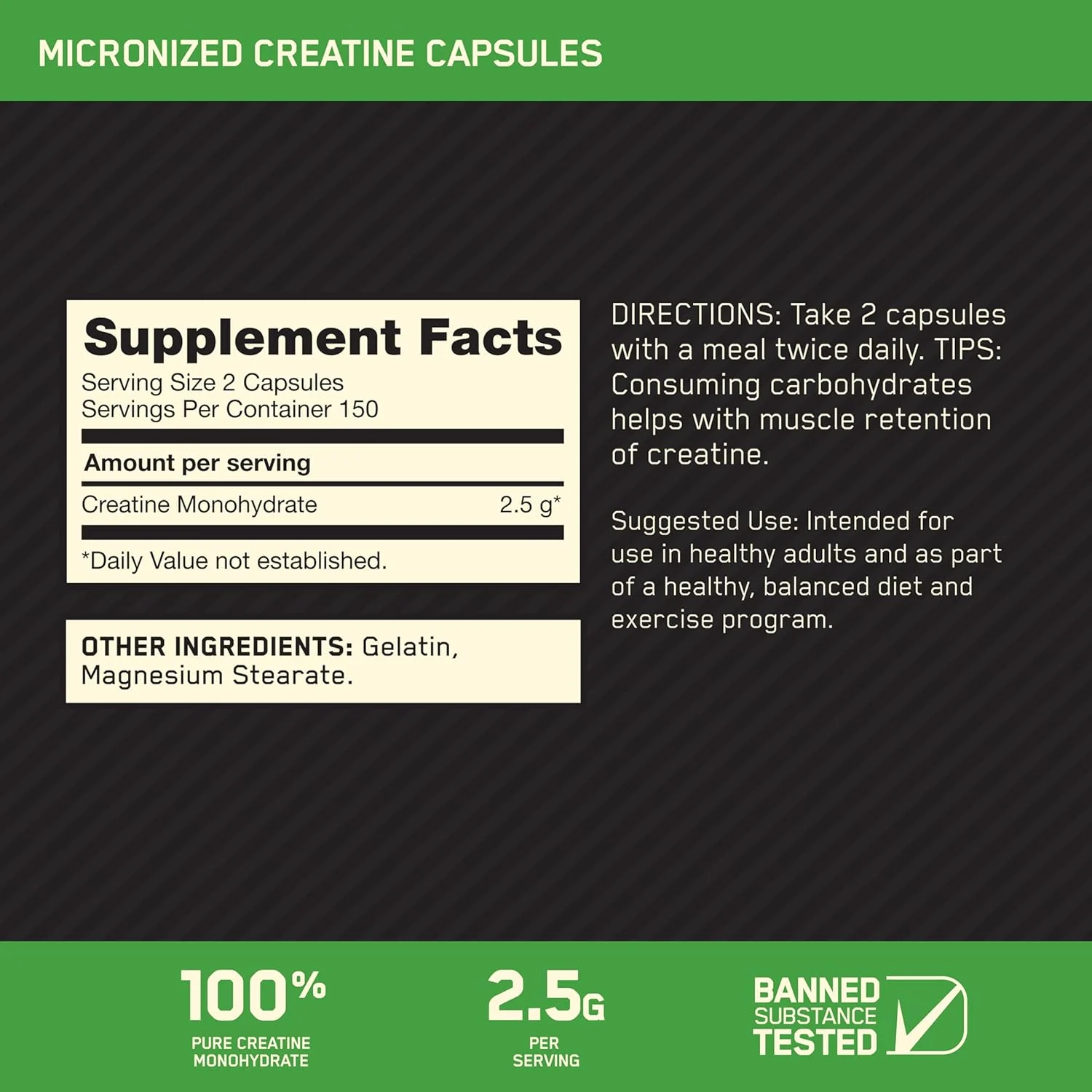 Optimum Nutrition Creatine Monohydrate Capsules - Image 2