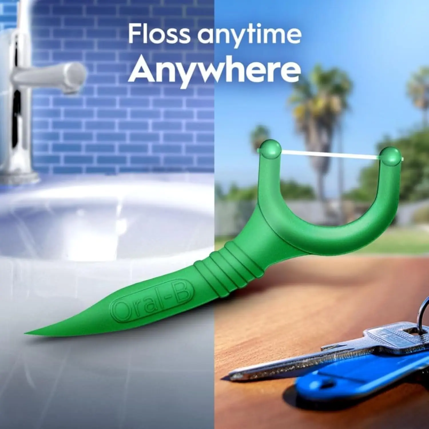 Oral-B Glide Complete floss picks with Scope Outlast flavor for easy, effective cleaning between teeth and below the gumline.