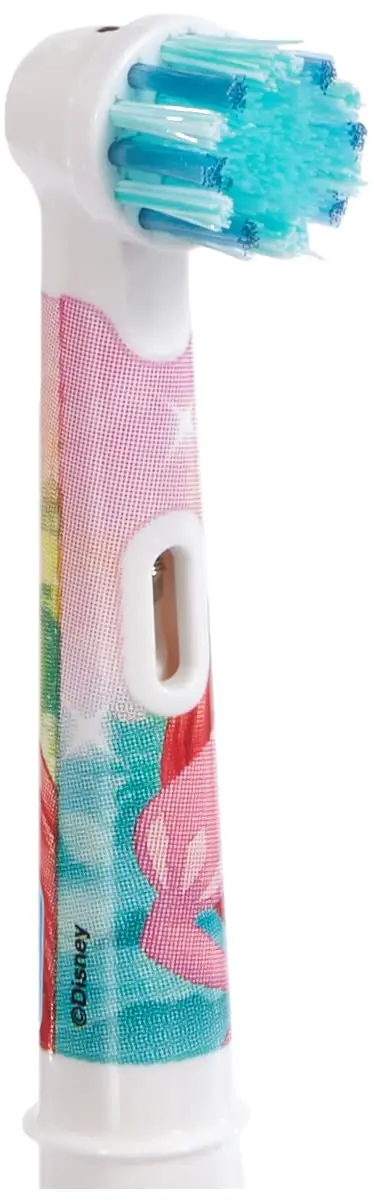 The Oral-B Kids Disney Princess electric toothbrush has extra soft, flowered indicator bristles designed to help children brush better and prevent tooth decay.