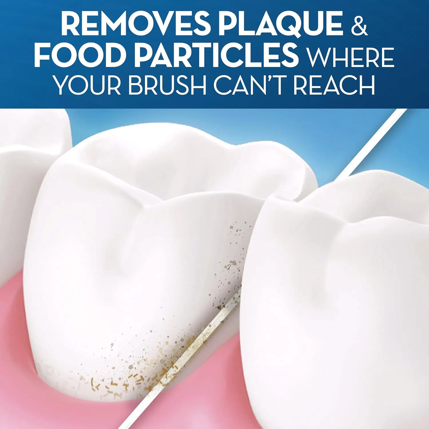 Oral-B Essential unwaxed dental floss, the number one dentist-recommended brand, gently removes plaque and food between teeth while being gentle on gums.