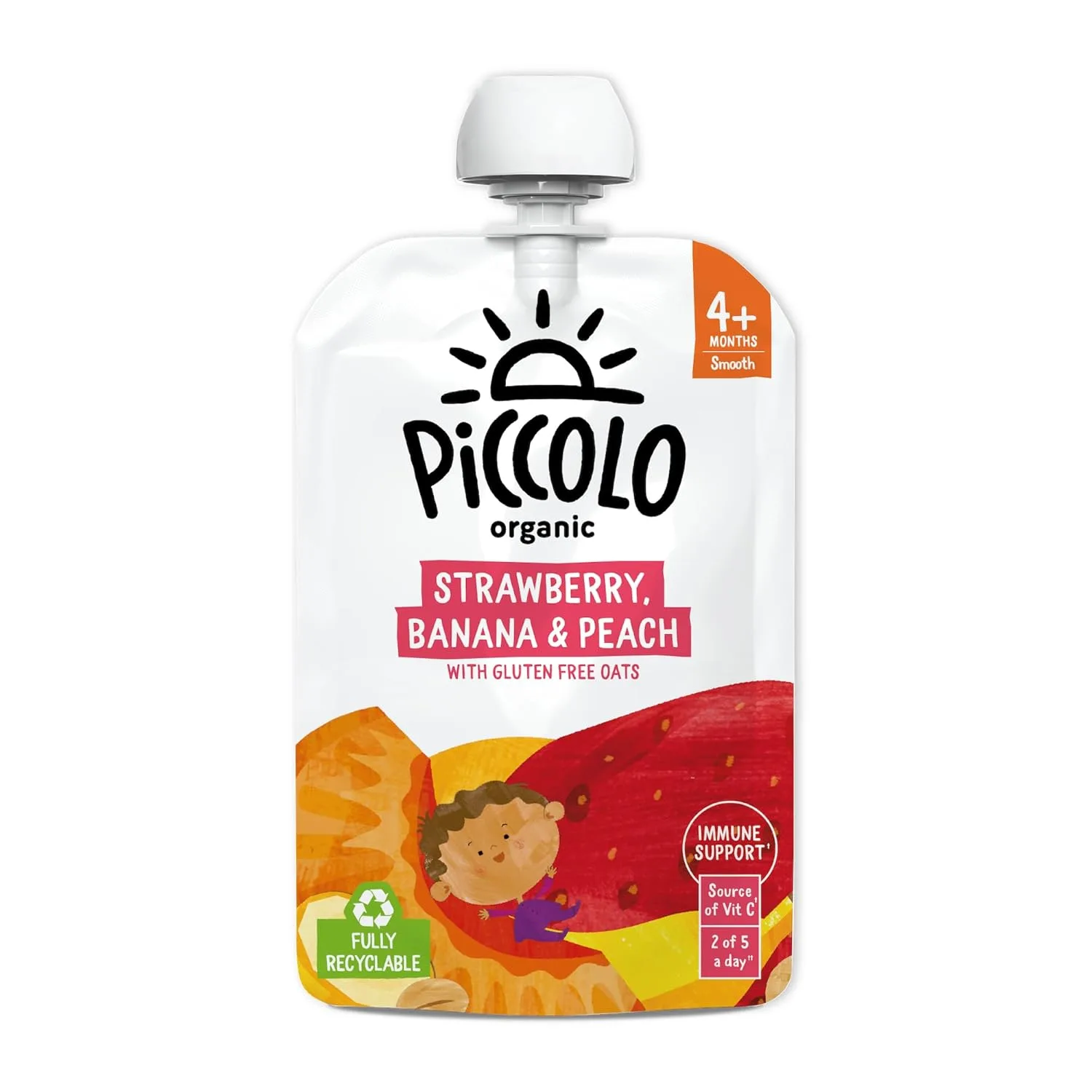 Organic Strawberry Peach Baby Food - No Sugar Added