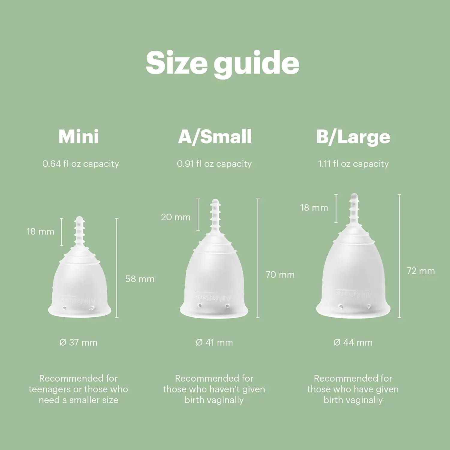 The OrganiCup AllMatters menstrual cup in Size A is made of soft medical-grade silicone, ideal for those who haven't given birth, and comes with an organic cotton pouch.