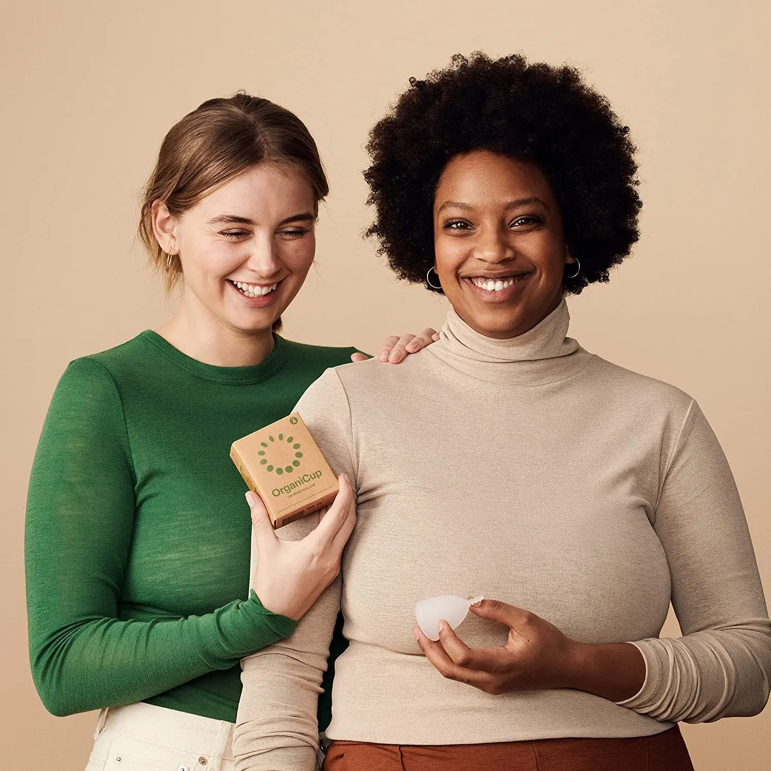 The OrganiCup AllMatters menstrual cup in Size A is made of soft medical-grade silicone, ideal for those who haven't given birth, and comes with an organic cotton pouch.