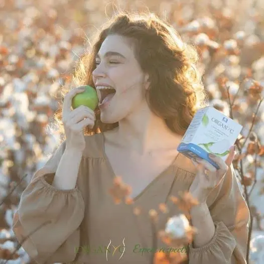 Organyc small sanitary pads with wings, ideal for women with sensitive skin who prefer biodegradable, breathable, and pH neutral protection.