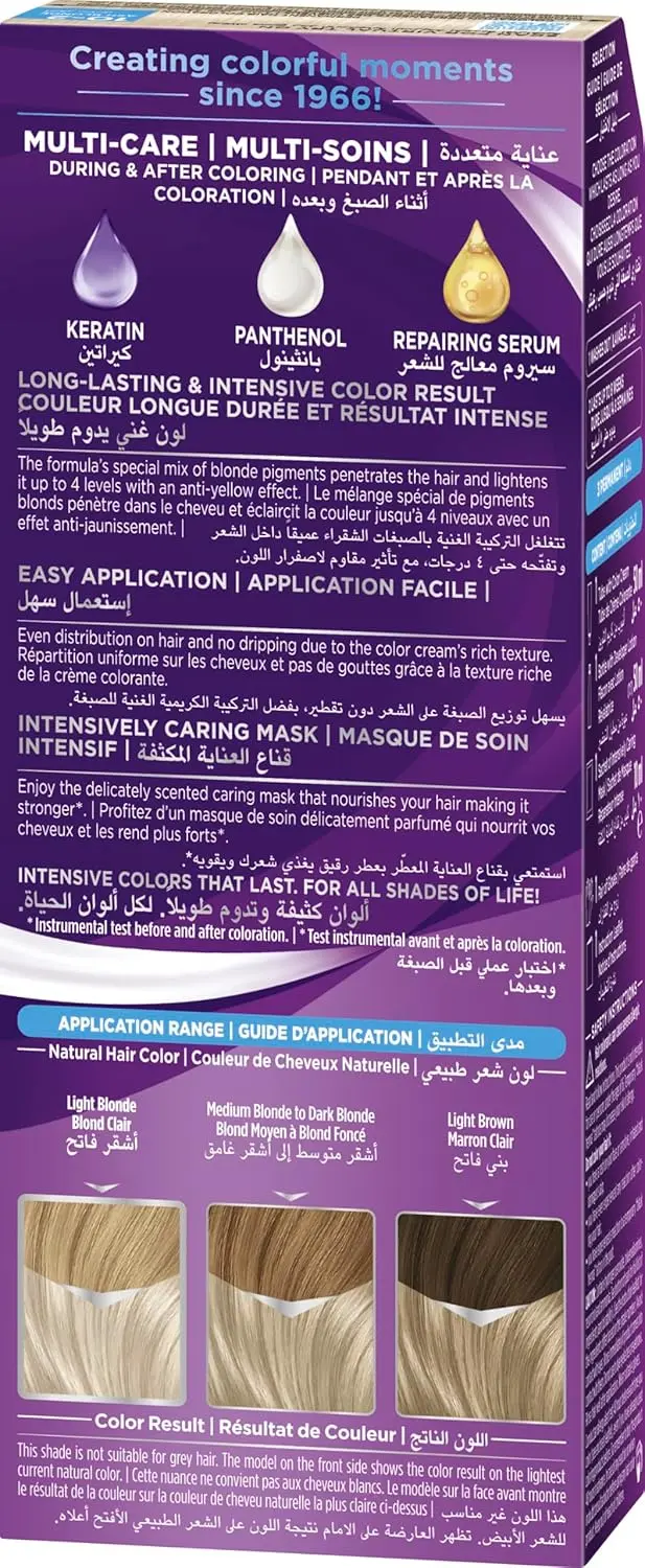 Palette Intensive Color Creme 10-2 Ultra Ash Blonde hair color for long-lasting, anti-fade results with keratin, panthenol, and nutri-oil for extra care and perfect grey coverage.