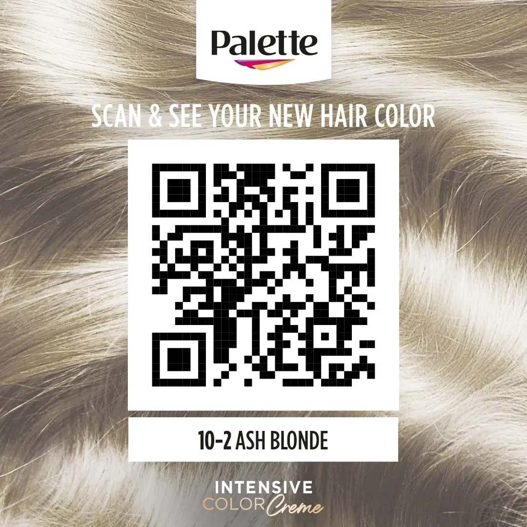 Palette Intensive Color Creme 10-2 Ultra Ash Blonde hair color for long-lasting, anti-fade results with keratin, panthenol, and nutri-oil for extra care and perfect grey coverage.