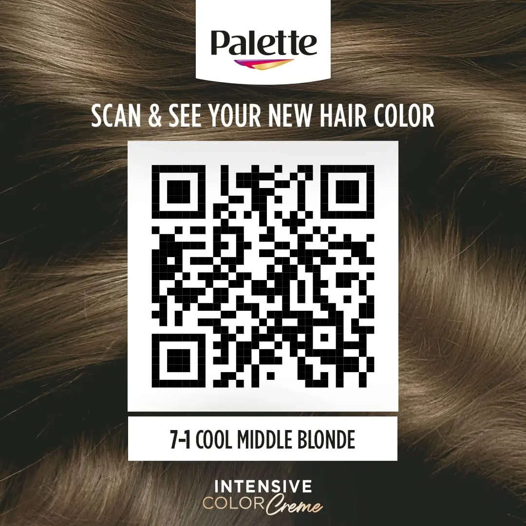 Palette Schwarzkopf Intensive Color Creme in 7-1 Middle Ash Blonde provides long-lasting, anti-fade color with perfect grey coverage and extra care for your hair, including keratin, panthenol, and nutri-oil.