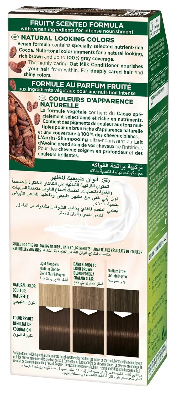 Palette Permanent Natural Colours Cream in shade 5.0 Light Brown, a long-lasting hair dye with anti-fade protection and 3X care enriched with keratin, panthenol and nutri-oil for perfect grey coverage and extra care during and after coloring.