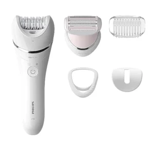 The Philips Epilator Series 8000 provides gentle and long-lasting hair removal for smooth skin, featuring an extra-wide head, ergonomic handle, and cordless wet and dry functionality.