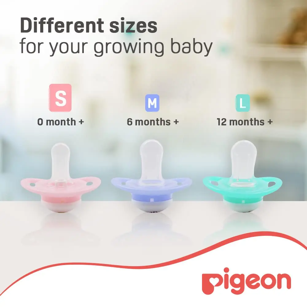 Pigeon Minilight Pacifier Twin for girls, S size, features a soft silicone nipple, ultra lightweight design, and BPA-free materials for baby's comfort and safety.