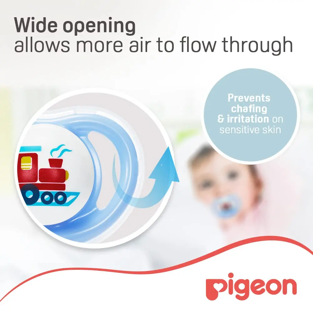 This ultra-lightweight Pigeon pacifier for boys, size S, features a soft silicone nipple and BPA-free construction for a safe and comfortable soothing experience.