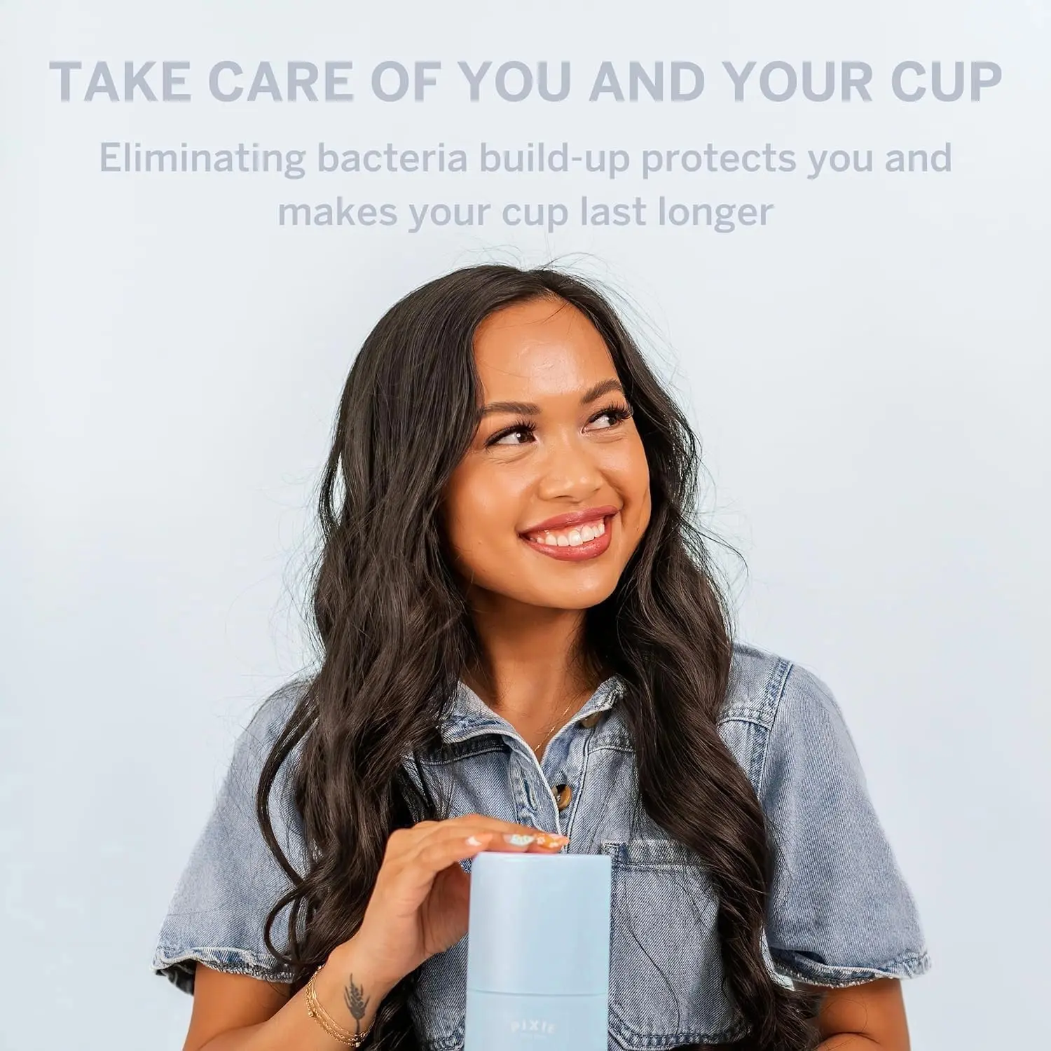 The Pixie Cup menstrual cup sterilizer uses steam to quickly and effectively clean and dry your menstrual cup, killing 99% of bacteria in just 3 minutes.