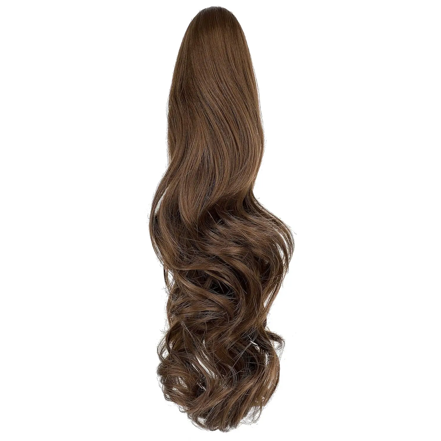 This FELENDY ponytail extension claw clip in dark brown adds instant volume and length, creating a natural-looking curly or straight hairstyle for women.