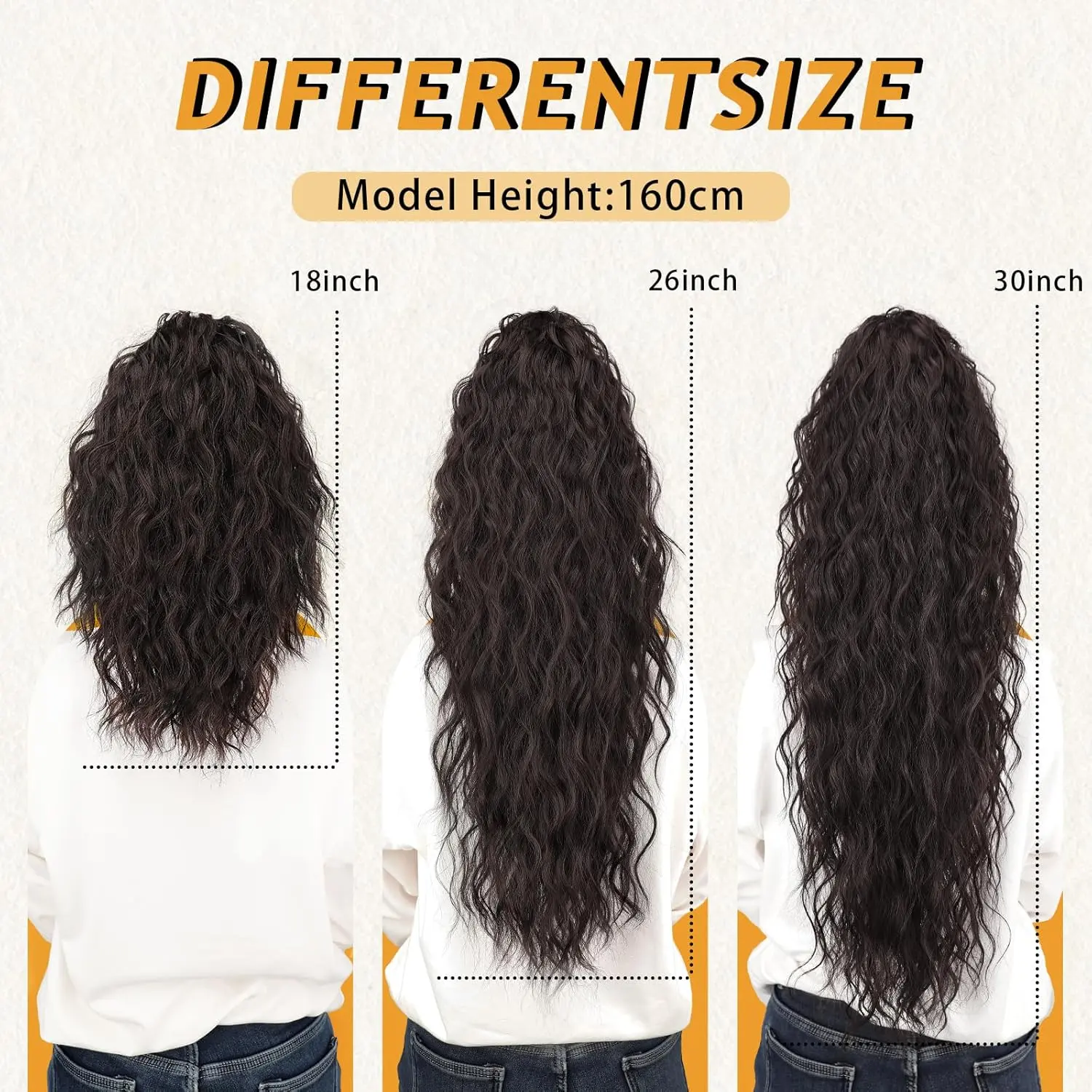 This 26-inch curly ponytail extension features a claw clip for easy attachment, offering a fluffy, natural-looking style with a black root and blonde ombre.