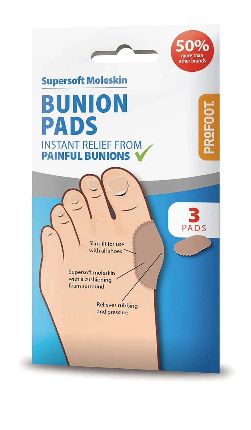 Profoot Bunion Pads - Hypoallergenic & Discrete